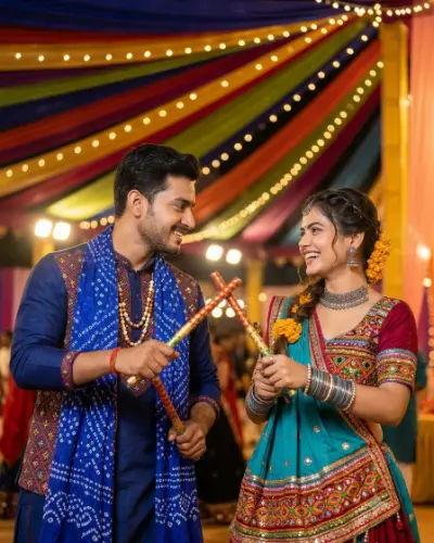 Top Couple Garba Look Ever: sample result of AI photo editing prompts